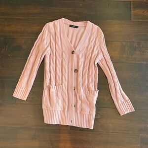 Elegant Blush Cable Knit Cardigan